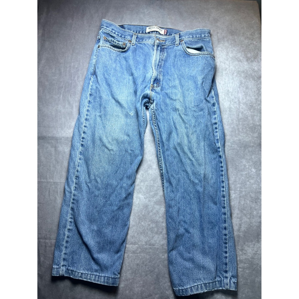 Levis Mens 505 Regular Fit Jeans 36x30 Blue Denim Straight Leg Casual 90s Y2K
